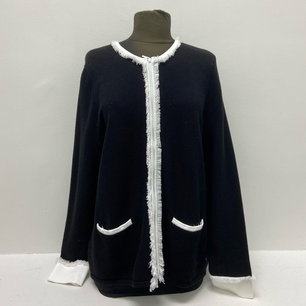 B & W Zipper Cardigan